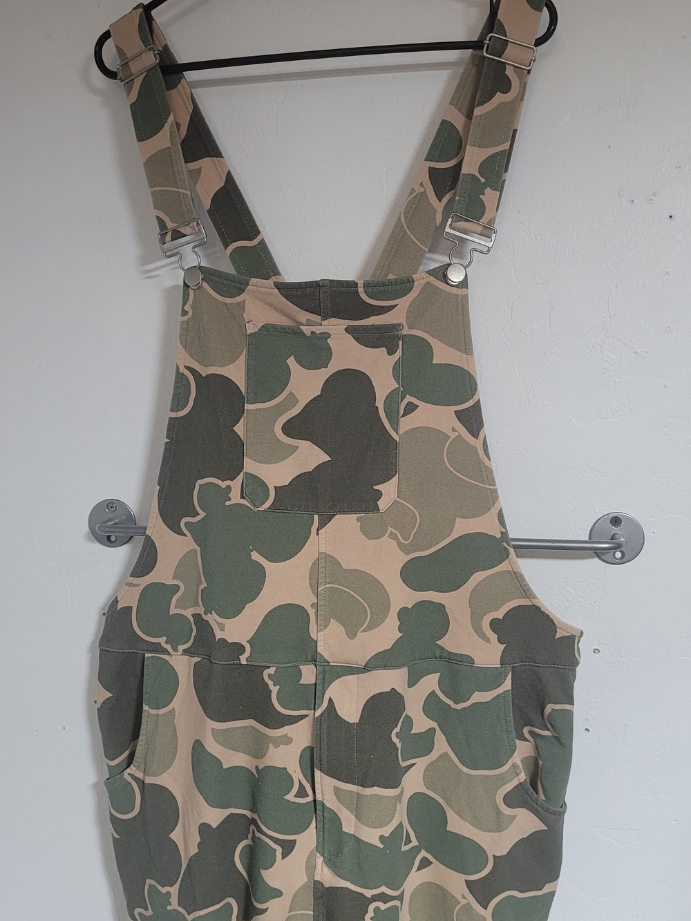Camouflage Duck Utility Romper Overalls - Green/Tan
